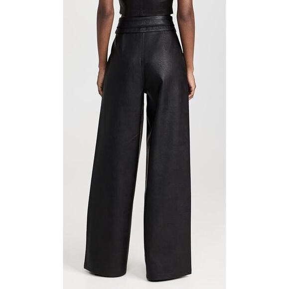 AFRM Tyler High Rise Fold Over Waistband Trousers Black Pants Wide Legs Size 31 - Picture 2 of 12